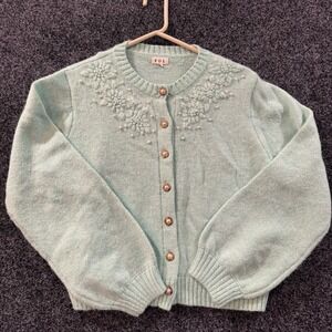 Women's Mint Colored Vintage Pol Cardigan Sweater Size Medium